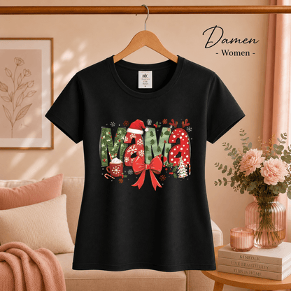 T-Shirt mit festlichem MAMA Schriftzug, Weihnachtsmütze und Rentier-Geweih - StyleOne