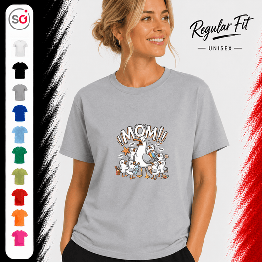 T-Shirt mit gestresster Möwen-Mama | Witziges Cartoon-Design mit chaotischer Küken-Schar - StyleOne