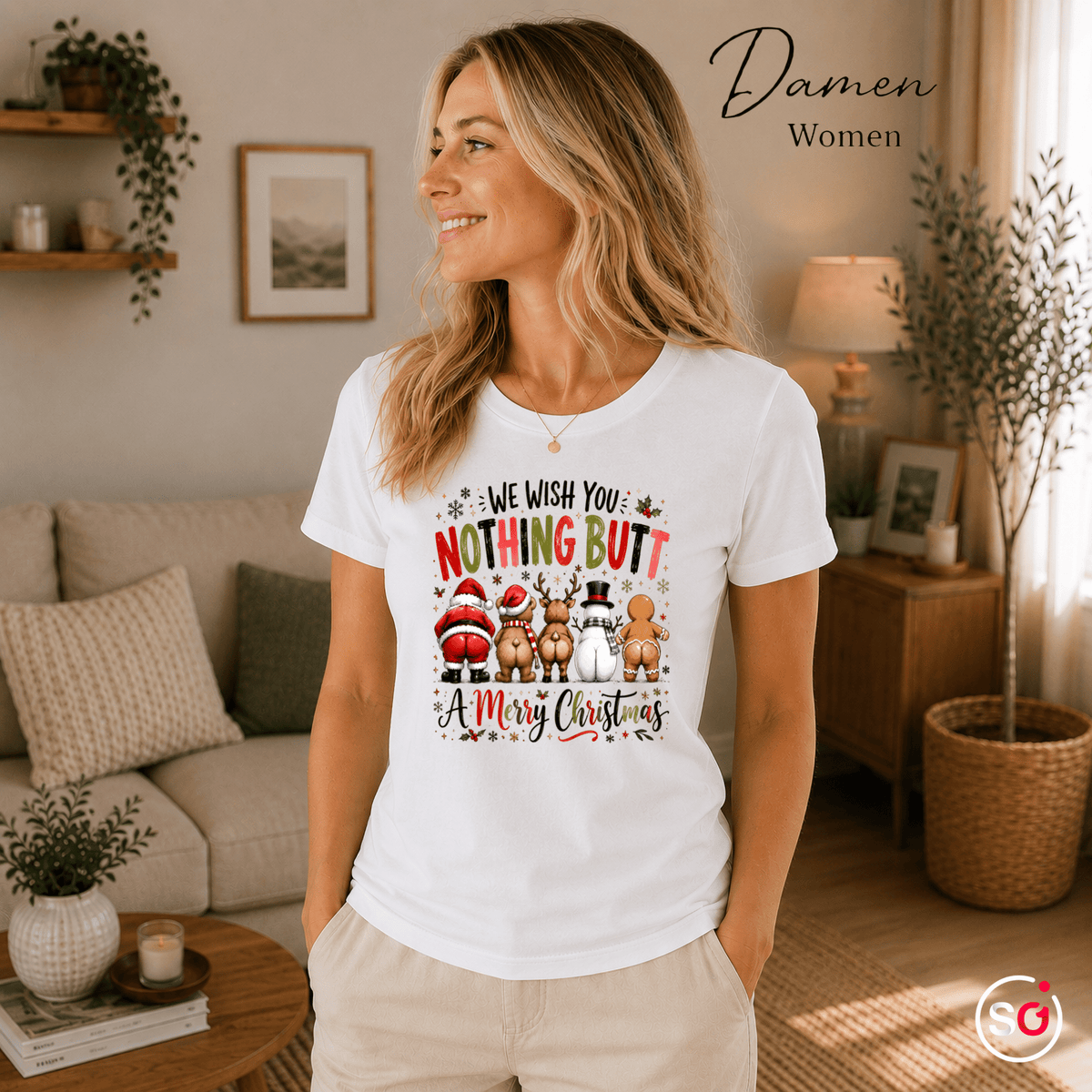 T-Shirt mit lustigem "Nothing Butt A Merry Christmas" Spruch & Cartoon-Hintern - StyleOne