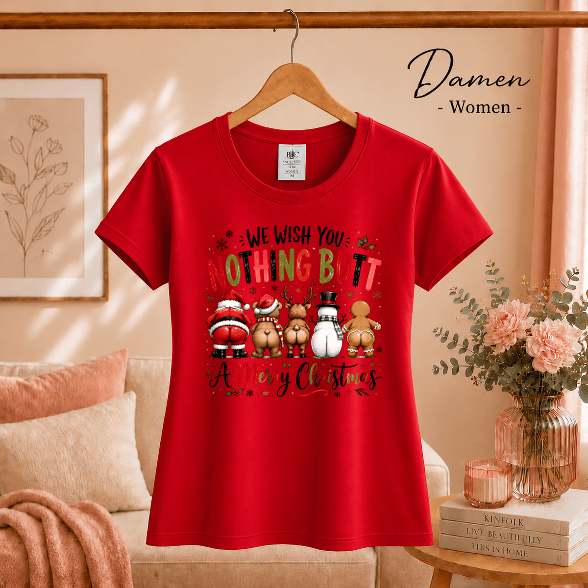 T-Shirt mit lustigem "Nothing Butt A Merry Christmas" Spruch & Cartoon-Hintern - StyleOne