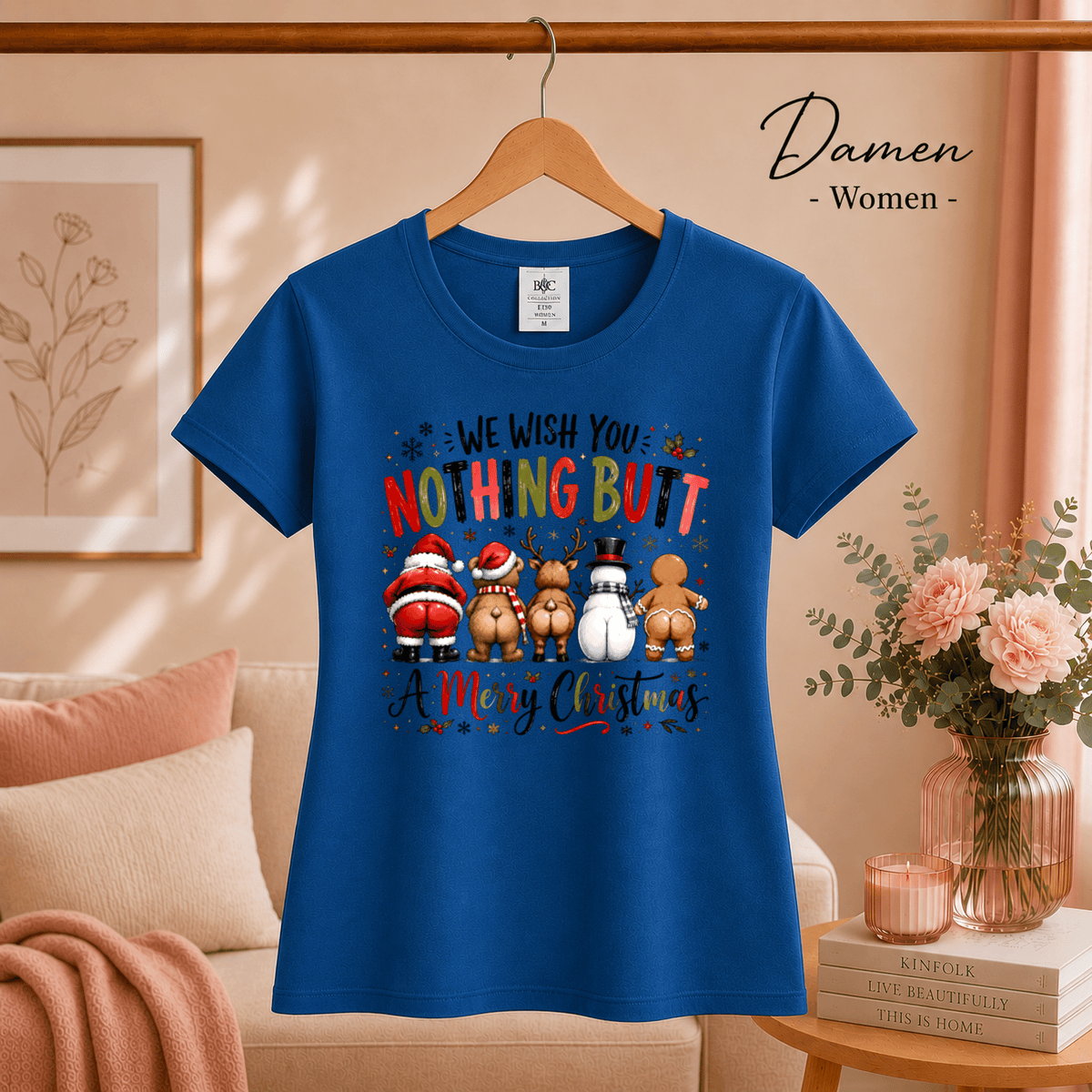 T-Shirt mit lustigem "Nothing Butt A Merry Christmas" Spruch & Cartoon-Hintern - StyleOne