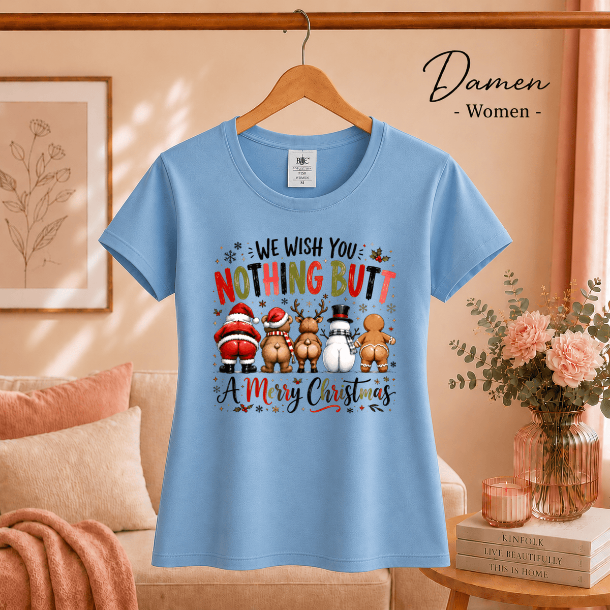 T-Shirt mit lustigem "Nothing Butt A Merry Christmas" Spruch & Cartoon-Hintern - StyleOne