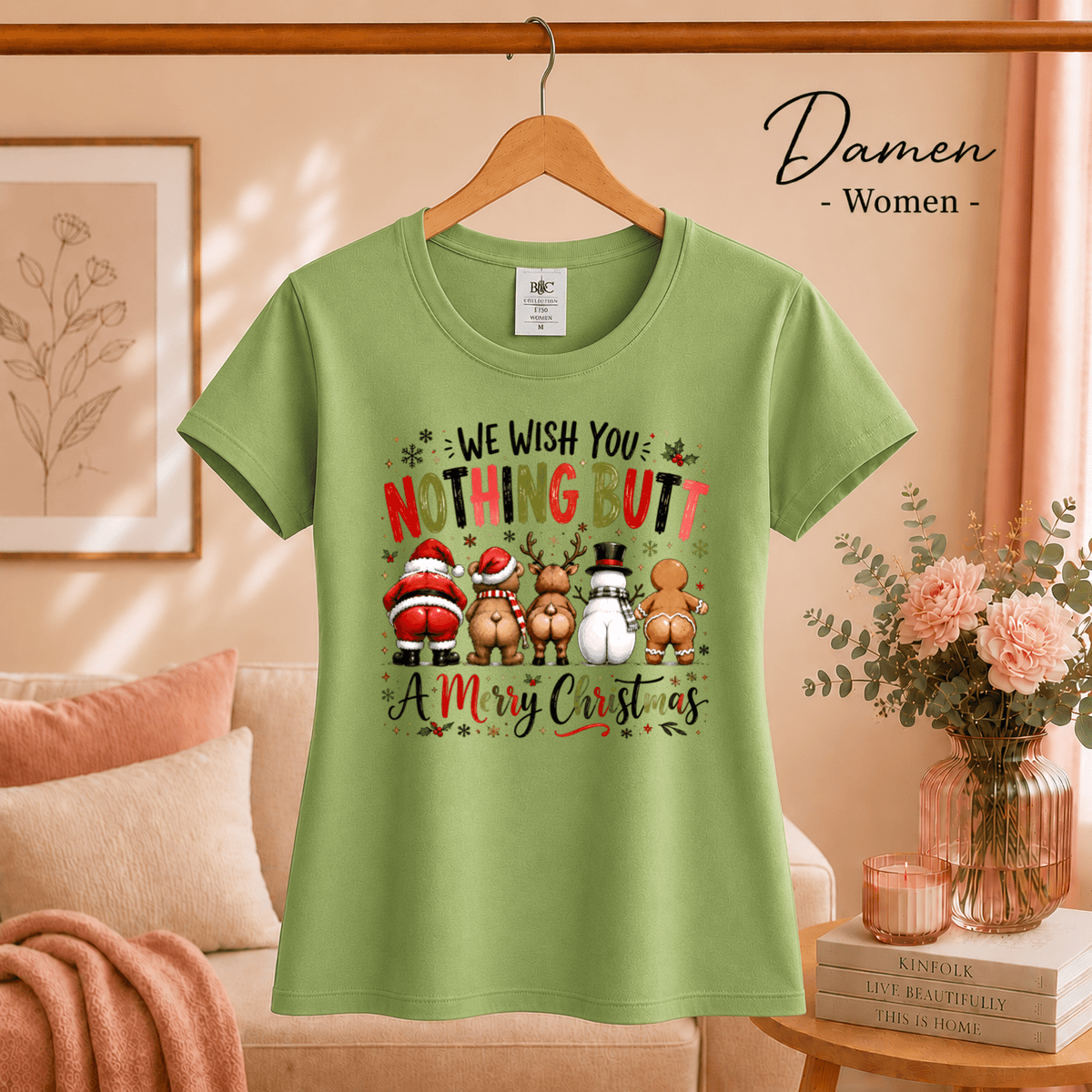 T-Shirt mit lustigem "Nothing Butt A Merry Christmas" Spruch & Cartoon-Hintern - StyleOne