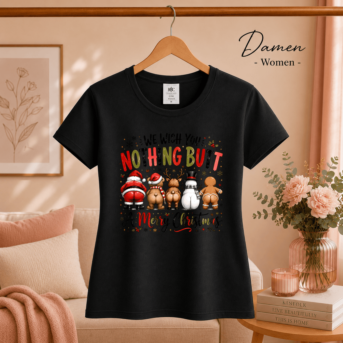 T-Shirt mit lustigem "Nothing Butt A Merry Christmas" Spruch & Cartoon-Hintern - StyleOne