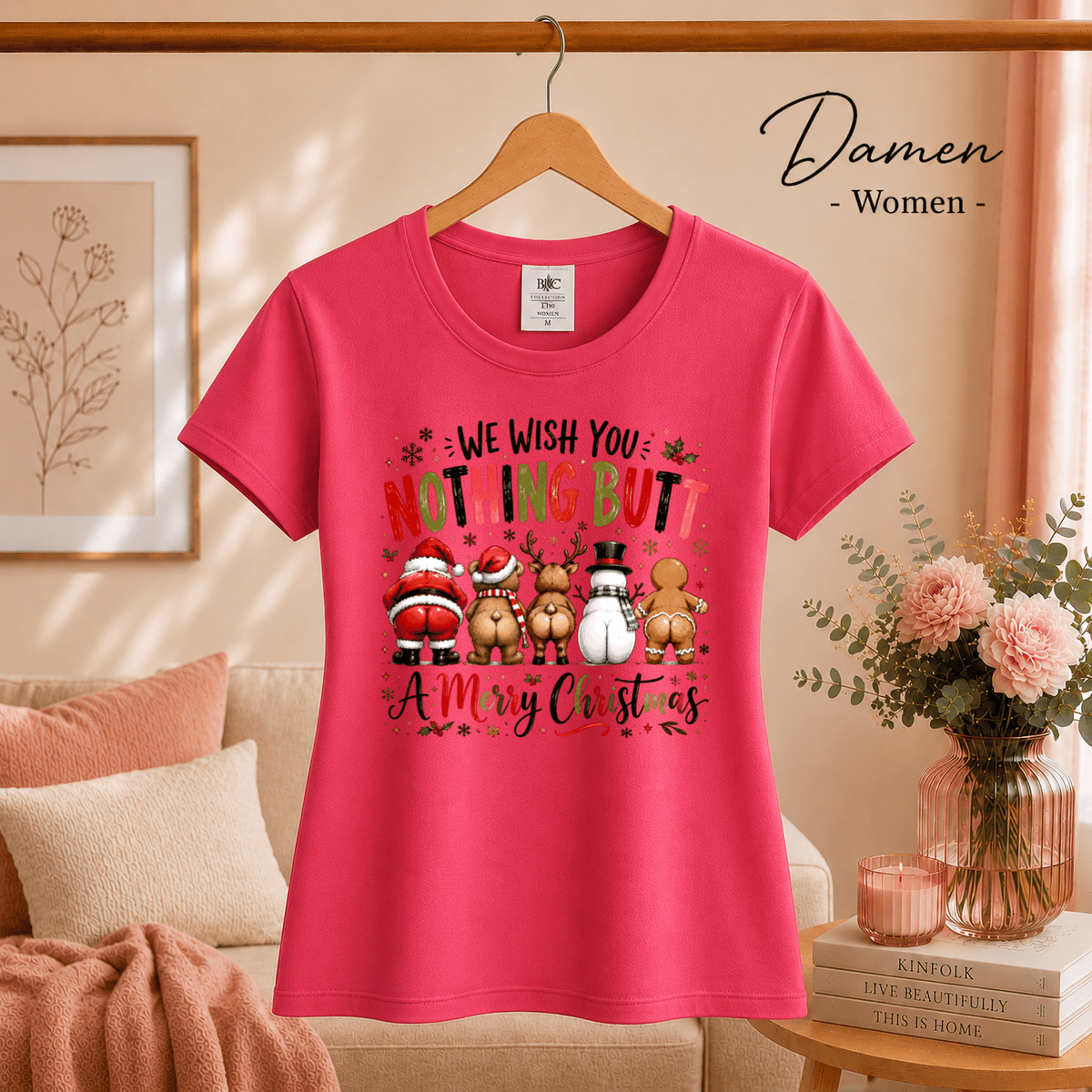 T-Shirt mit lustigem "Nothing Butt A Merry Christmas" Spruch & Cartoon-Hintern - StyleOne