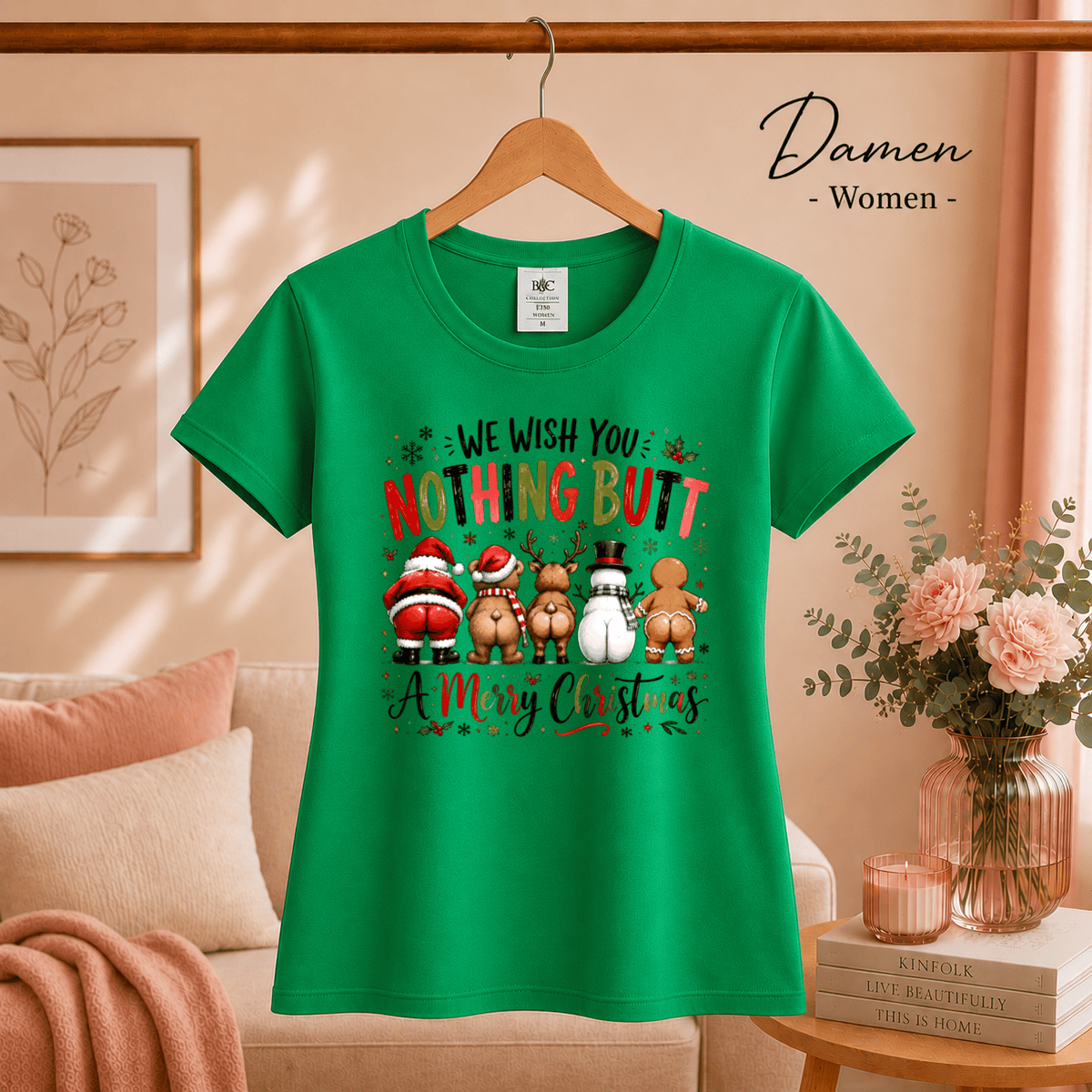 T-Shirt mit lustigem "Nothing Butt A Merry Christmas" Spruch & Cartoon-Hintern - StyleOne