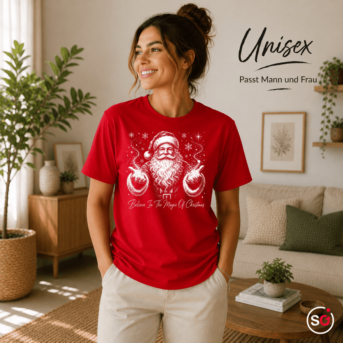 T-Shirt mit magischem Weihnachtsmann-Motiv & 'Believe In The Magic Of Christmas' Spruch - StyleOne