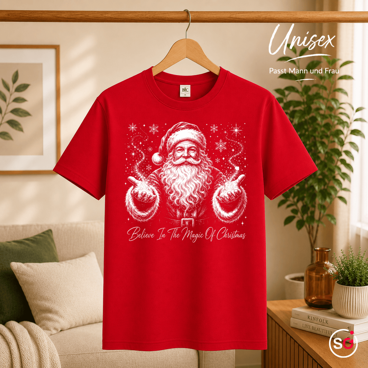 T-Shirt mit magischem Weihnachtsmann-Motiv & 'Believe In The Magic Of Christmas' Spruch - StyleOne