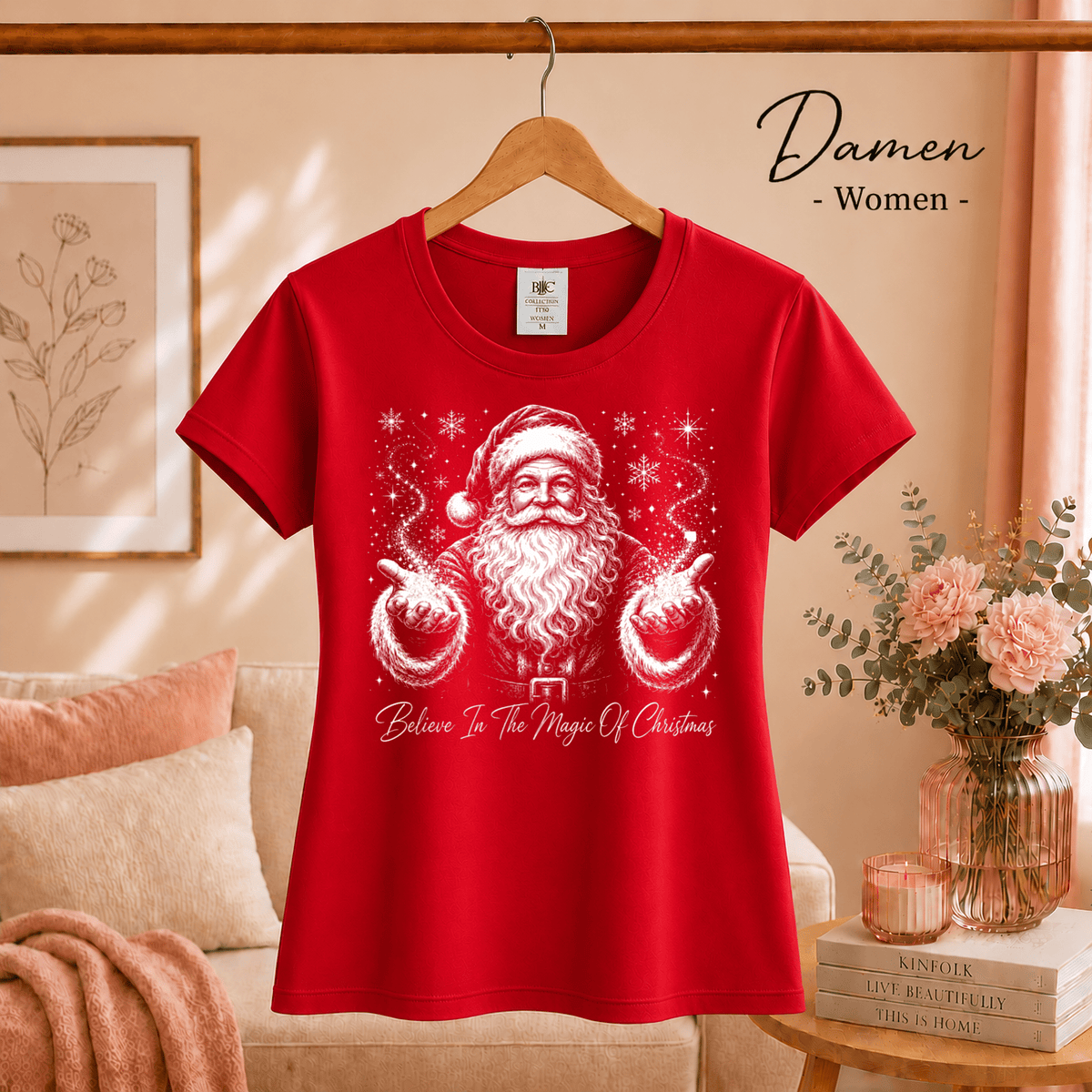 T-Shirt mit magischem Weihnachtsmann-Motiv & 'Believe In The Magic Of Christmas' Spruch - StyleOne