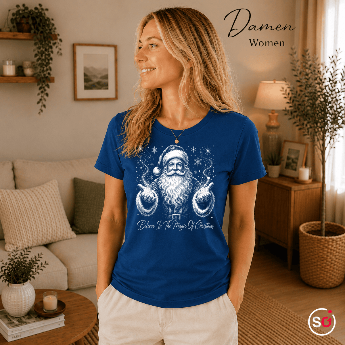 T-Shirt mit magischem Weihnachtsmann-Motiv & 'Believe In The Magic Of Christmas' Spruch - StyleOne