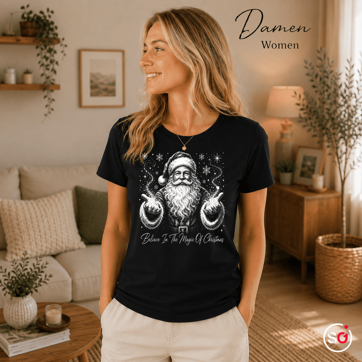 T-Shirt mit magischem Weihnachtsmann-Motiv & 'Believe In The Magic Of Christmas' Spruch - StyleOne