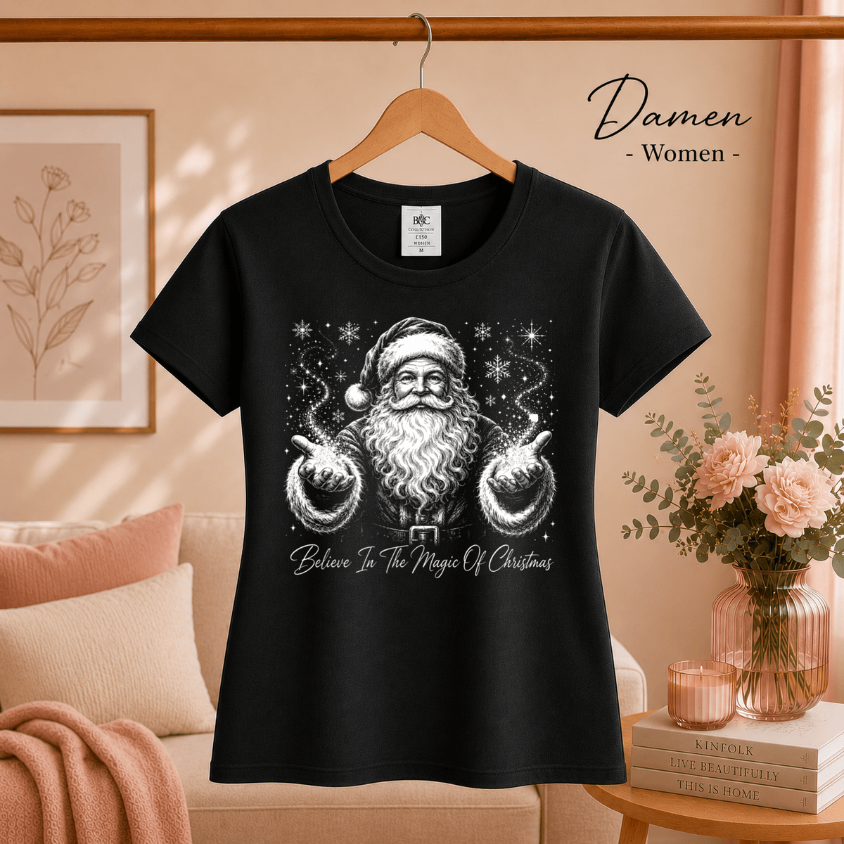 T-Shirt mit magischem Weihnachtsmann-Motiv & 'Believe In The Magic Of Christmas' Spruch - StyleOne