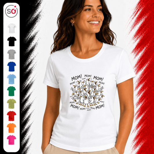 T-Shirt mit schreienden Möwen 'Mom! Mom! Mom!' - Lustiges Comic-Design - StyleOne