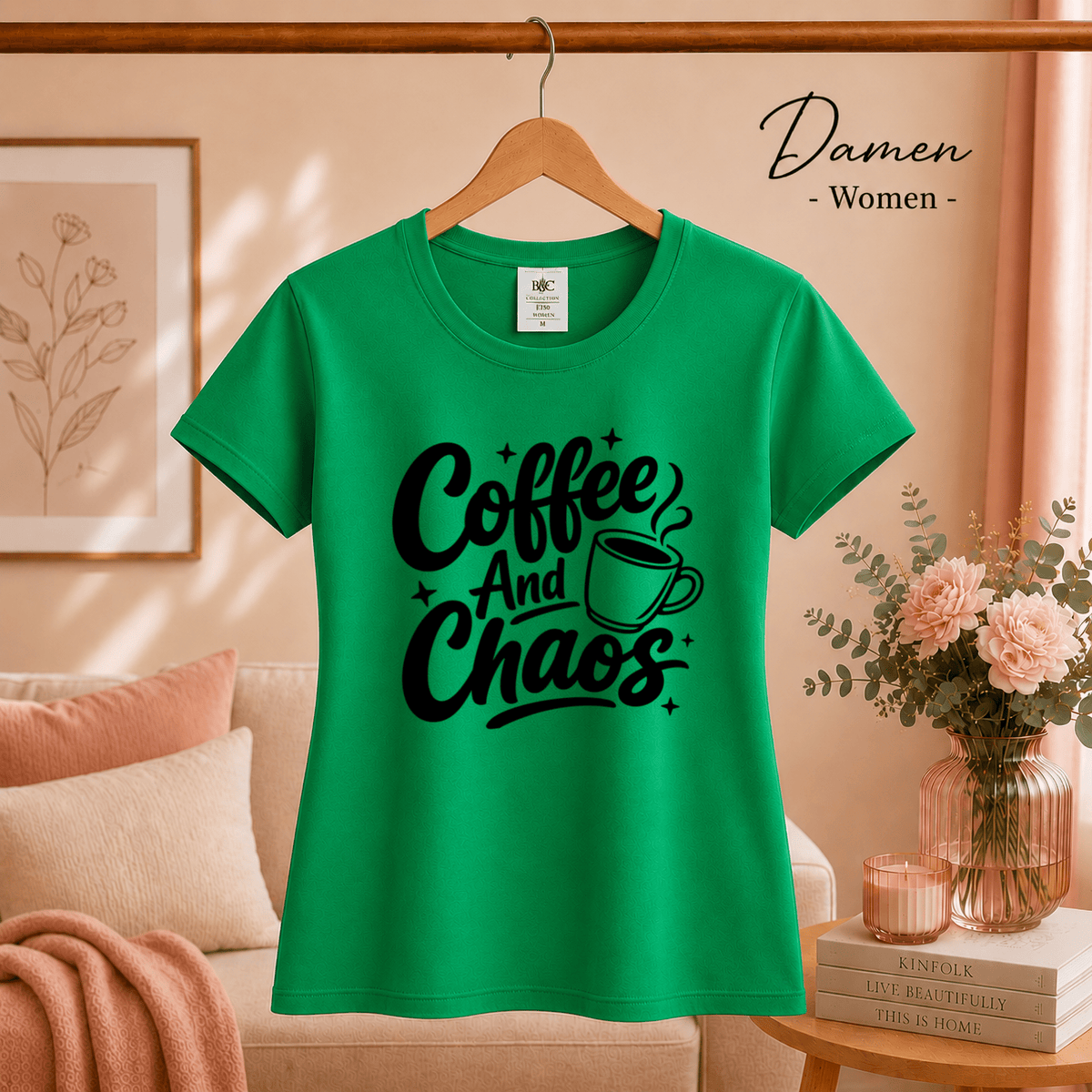 T-Shirt mit Spruch 'Coffee And Chaos' | Design für Kaffeeliebhaber und Alltagshelden - StyleOne