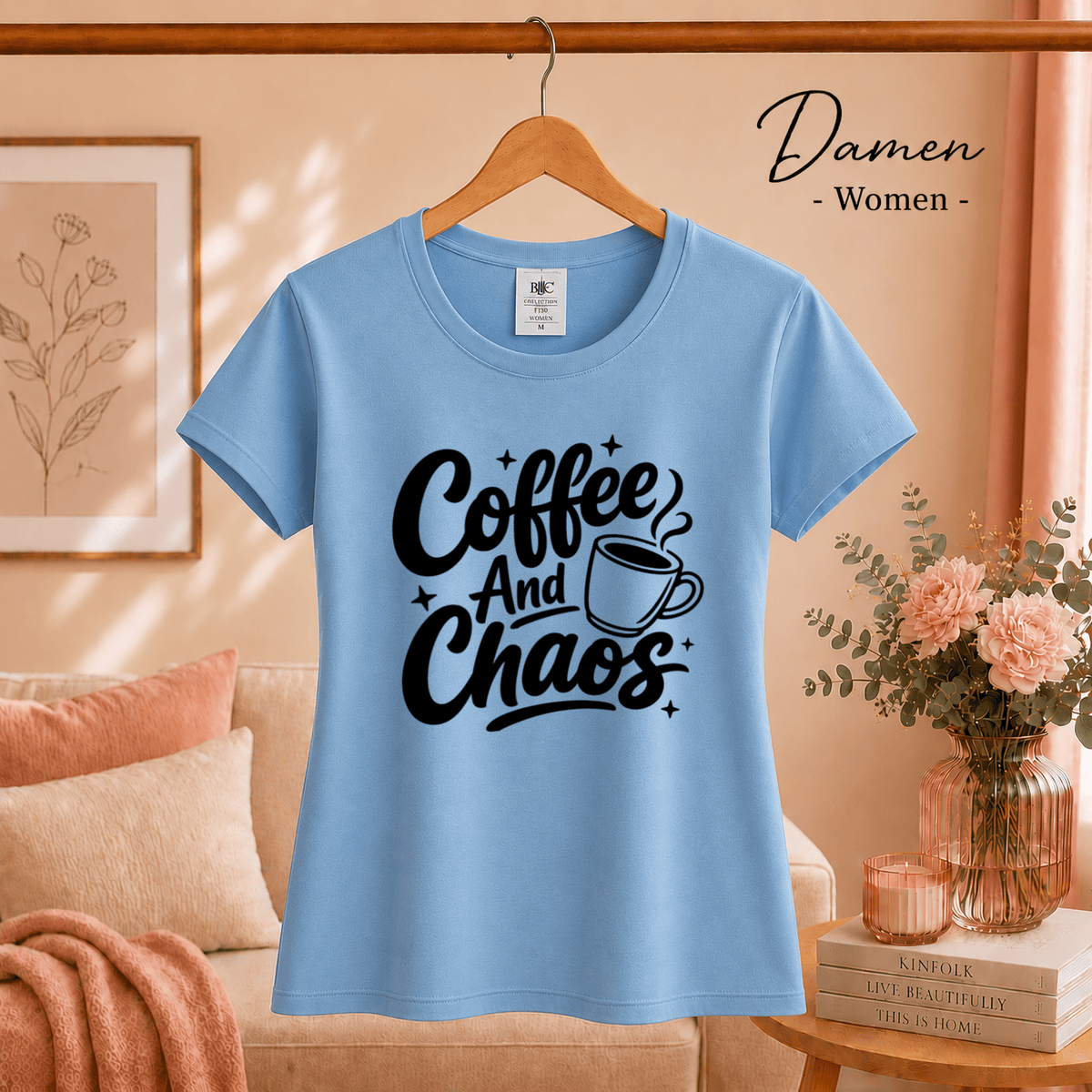 T-Shirt mit Spruch 'Coffee And Chaos' | Design für Kaffeeliebhaber und Alltagshelden - StyleOne