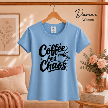 T-Shirt mit Spruch 'Coffee And Chaos' | Design für Kaffeeliebhaber und Alltagshelden - StyleOne