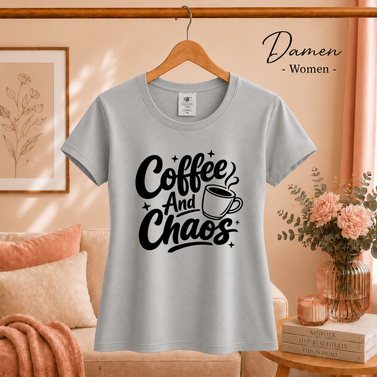 T-Shirt mit Spruch 'Coffee And Chaos' | Design für Kaffeeliebhaber und Alltagshelden - StyleOne