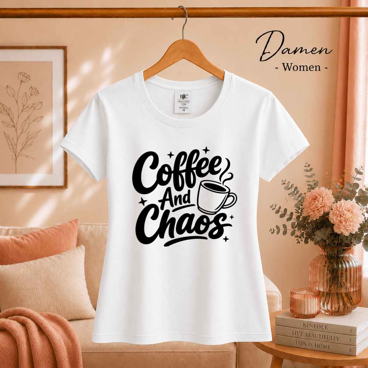 T-Shirt mit Spruch 'Coffee And Chaos' | Design für Kaffeeliebhaber und Alltagshelden - StyleOne