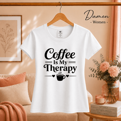 T-Shirt mit Spruch 'Coffee Is My Therapy' | Design für Kaffeeliebhaber mit Herz & Tasse - StyleOne