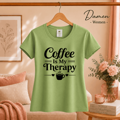 T-Shirt mit Spruch 'Coffee Is My Therapy' | Design für Kaffeeliebhaber mit Herz & Tasse - StyleOne