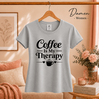 T-Shirt mit Spruch 'Coffee Is My Therapy' | Design für Kaffeeliebhaber mit Herz & Tasse - StyleOne