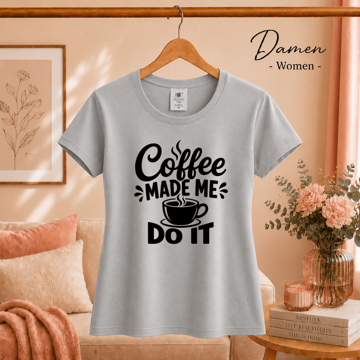T-Shirt mit Spruch 'Coffee Made Me Do It' | Witziges Design für Kaffeeliebhaber - StyleOne