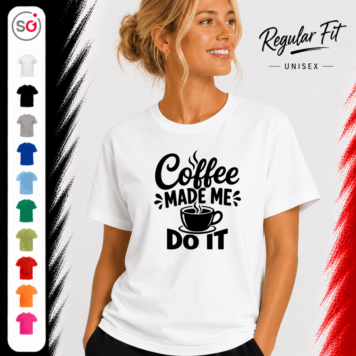 T-Shirt mit Spruch 'Coffee Made Me Do It' | Witziges Design für Kaffeeliebhaber - StyleOne