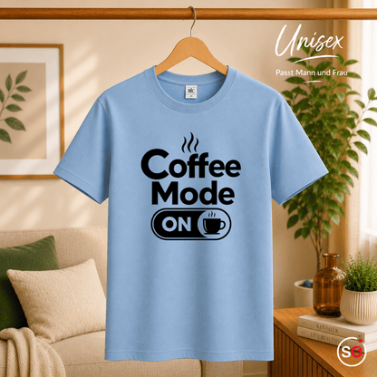 T-Shirt mit Spruch 'Coffee Mode ON' – Lustiges Design für Kaffee-Liebhaber und Morgenmuffel - StyleOne