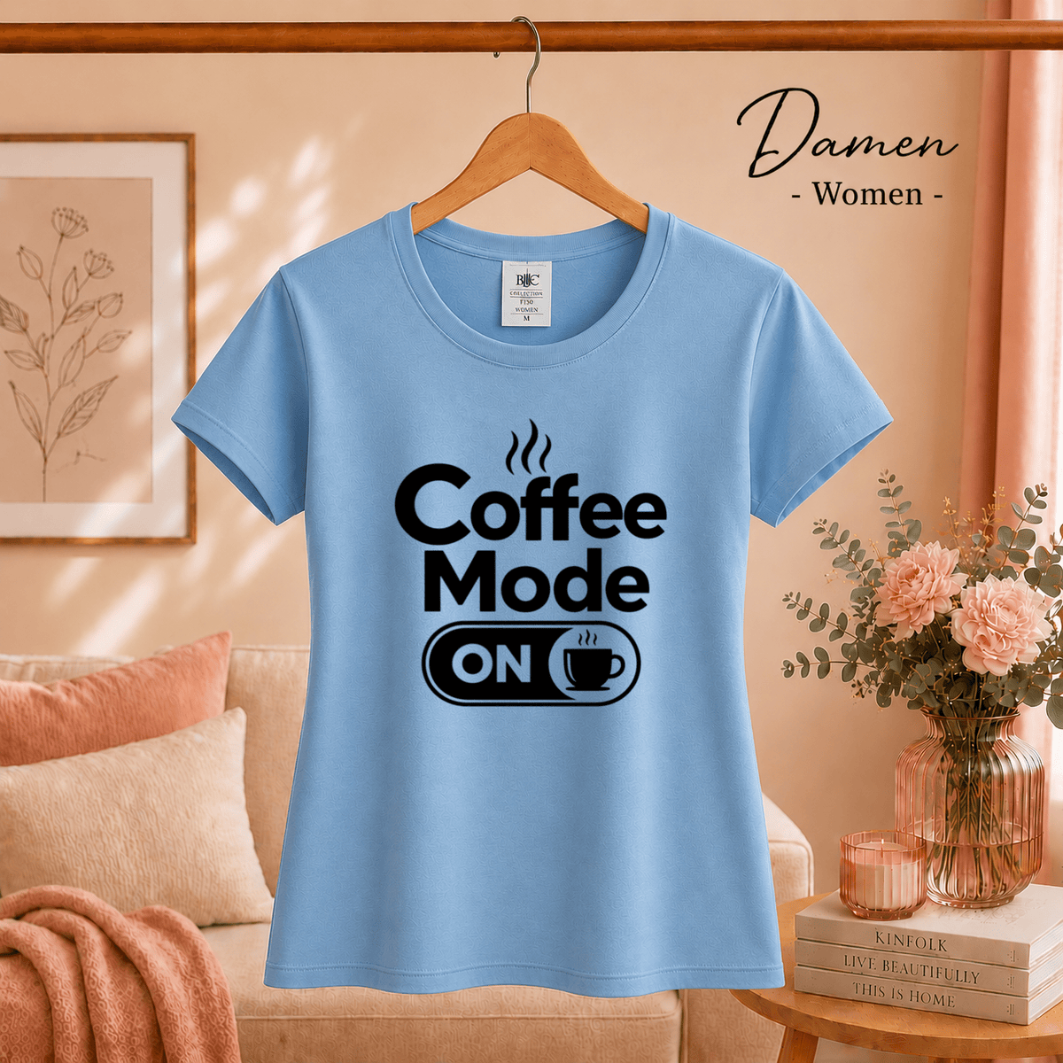 T-Shirt mit Spruch 'Coffee Mode ON' – Lustiges Design für Kaffee-Liebhaber und Morgenmuffel - StyleOne