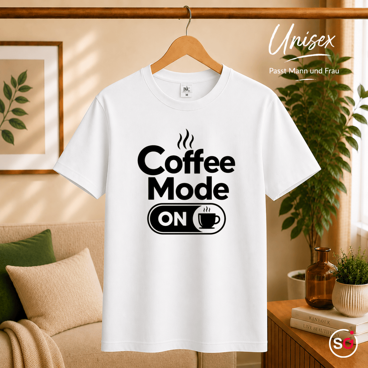 T-Shirt mit Spruch 'Coffee Mode ON' – Lustiges Design für Kaffee-Liebhaber und Morgenmuffel - StyleOne