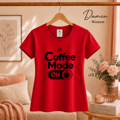 T-Shirt mit Spruch 'Coffee Mode ON' – Lustiges Design für Kaffee-Liebhaber und Morgenmuffel - StyleOne