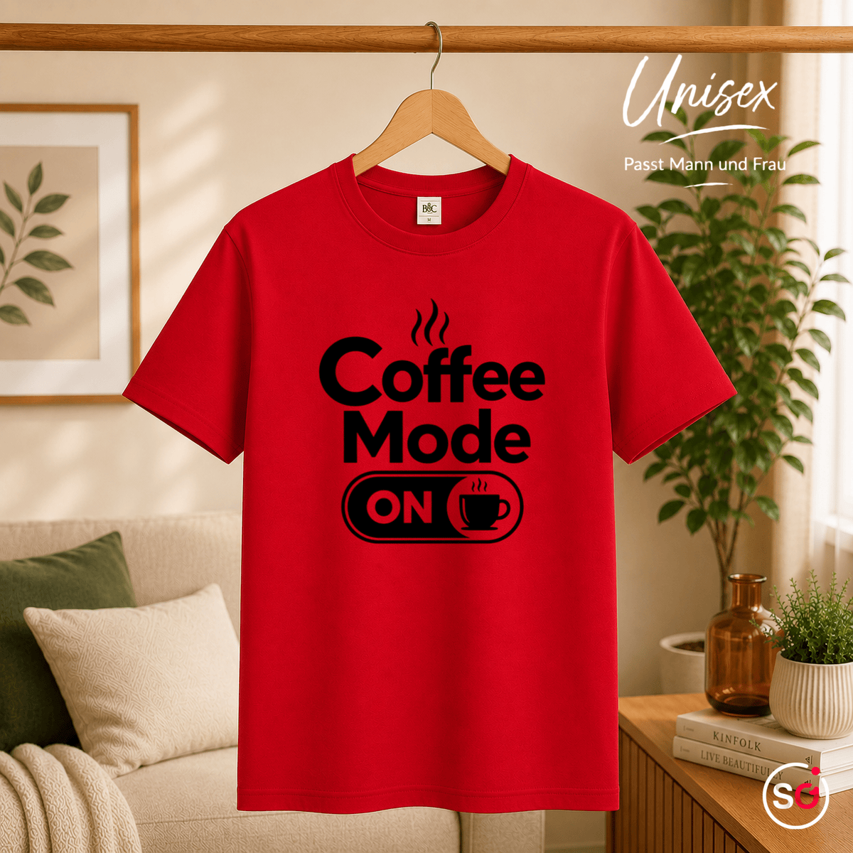 T-Shirt mit Spruch 'Coffee Mode ON' – Lustiges Design für Kaffee-Liebhaber und Morgenmuffel - StyleOne