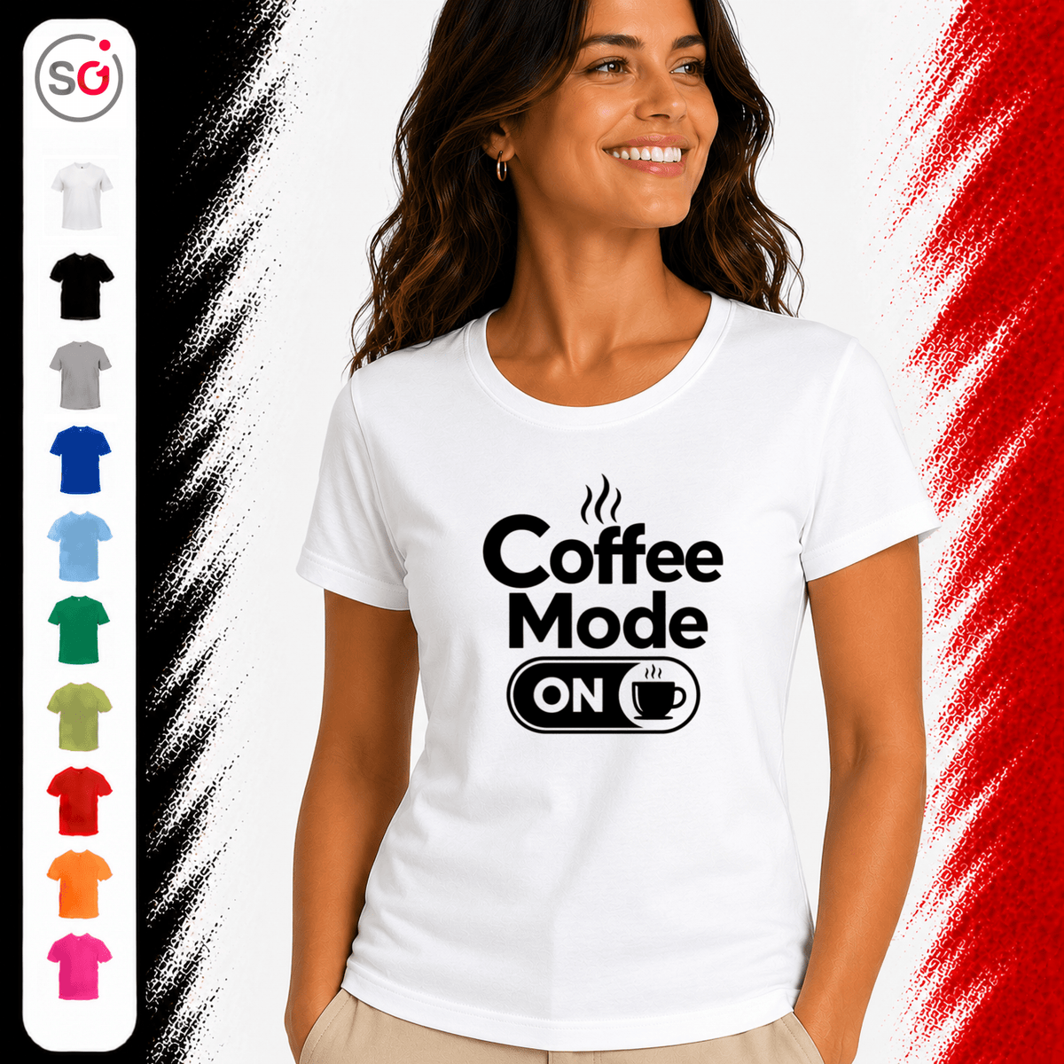 T-Shirt mit Spruch 'Coffee Mode ON' – Lustiges Design für Kaffee-Liebhaber und Morgenmuffel - StyleOne