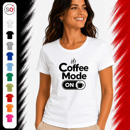 T-Shirt mit Spruch 'Coffee Mode ON' – Lustiges Design für Kaffee-Liebhaber und Morgenmuffel - StyleOne