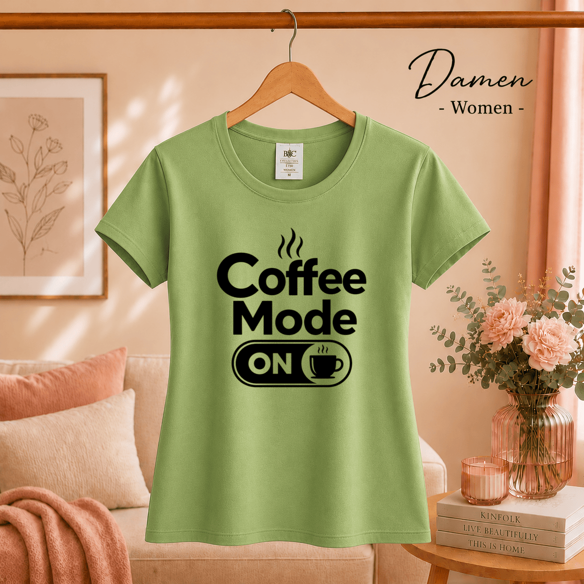 T-Shirt mit Spruch 'Coffee Mode ON' – Lustiges Design für Kaffee-Liebhaber und Morgenmuffel - StyleOne