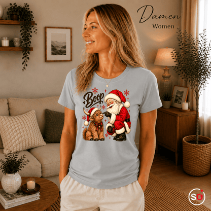 T-Shirt mit Weihnachtsmann und süßem Hochlandrind | Lustiges Santa Boop Motiv für die Festtage - StyleOne