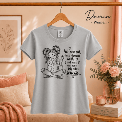 T-Shirt 'Niemand weiß' – Freches Design mit Mittelfinger-Comic & sarkastischem Spruch - StyleOne