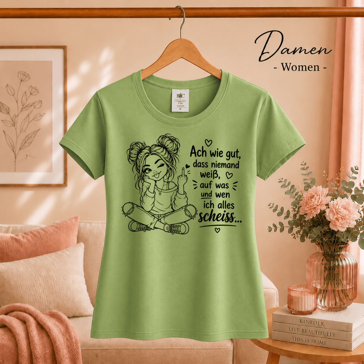 T-Shirt 'Niemand weiß' – Freches Design mit Mittelfinger-Comic & sarkastischem Spruch - StyleOne