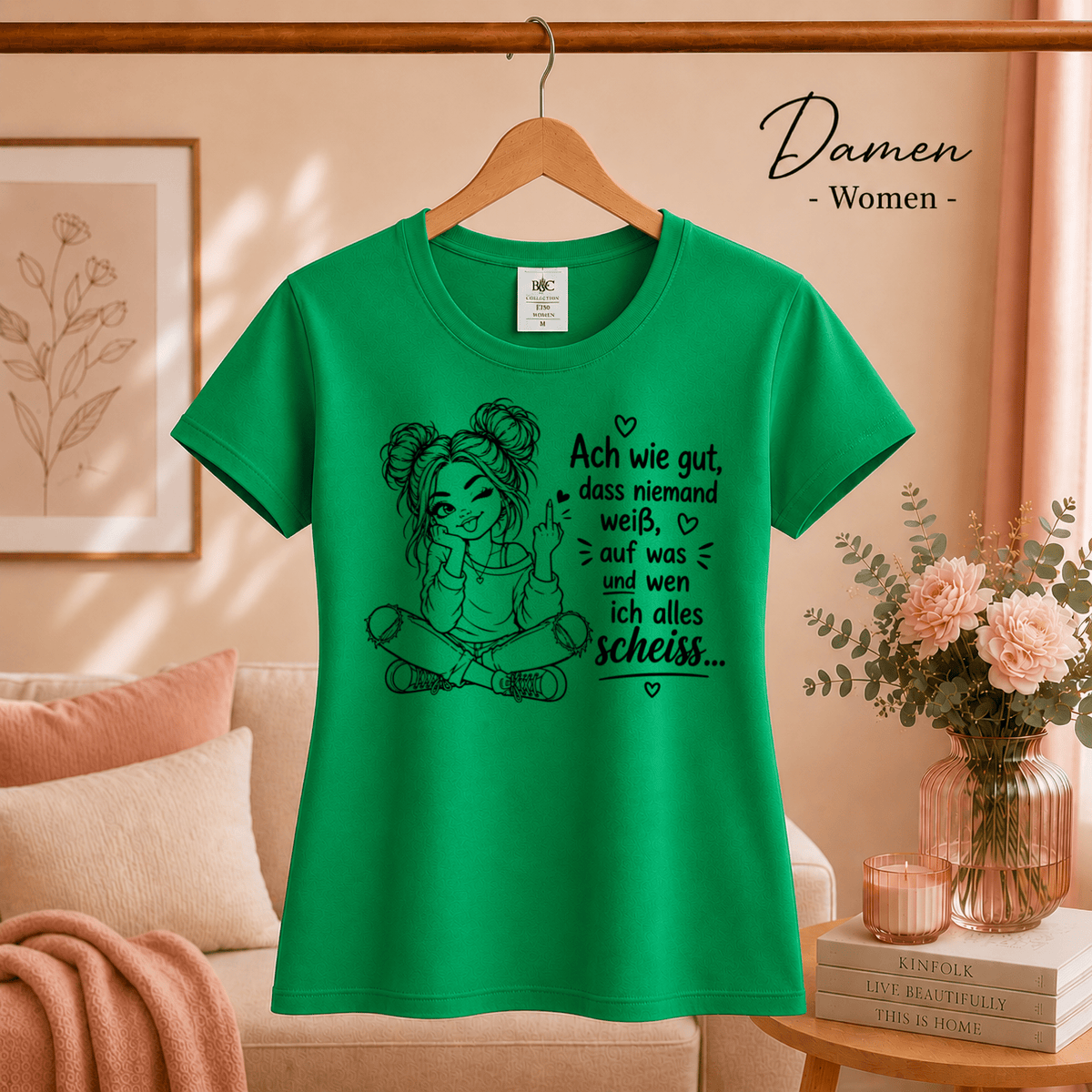 T-Shirt 'Niemand weiß' – Freches Design mit Mittelfinger-Comic & sarkastischem Spruch - StyleOne