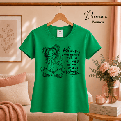 T-Shirt 'Niemand weiß' – Freches Design mit Mittelfinger-Comic & sarkastischem Spruch - StyleOne