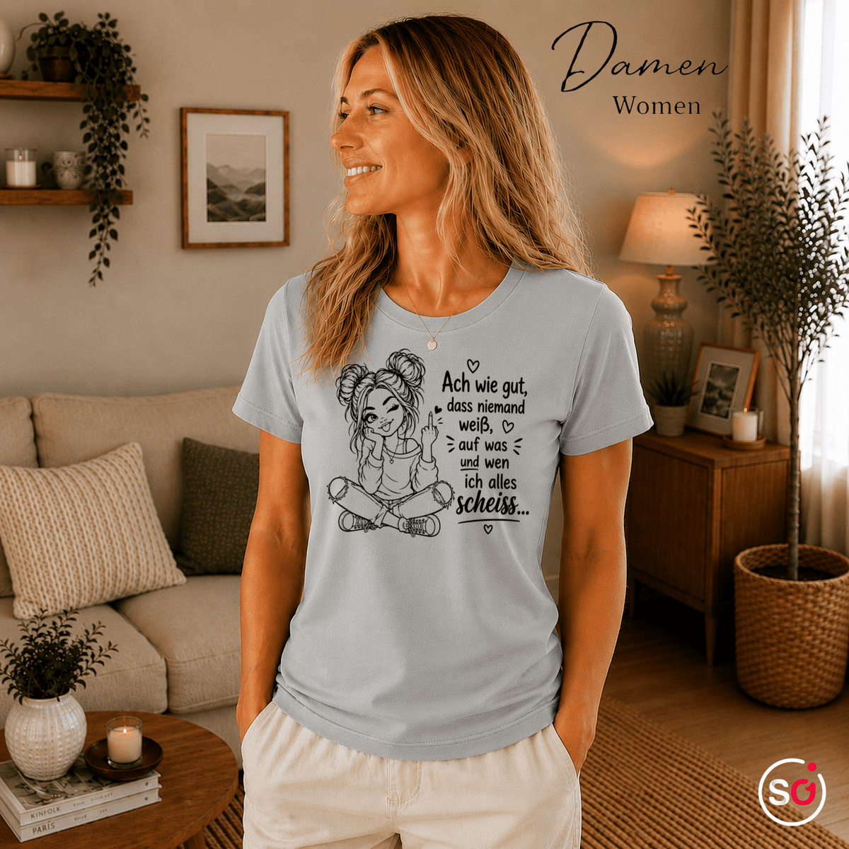 T-Shirt 'Niemand weiß' – Freches Design mit Mittelfinger-Comic & sarkastischem Spruch - StyleOne