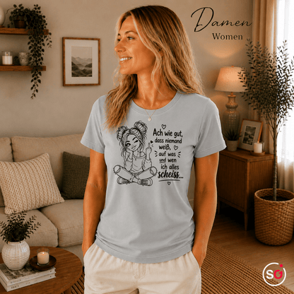 T-Shirt 'Niemand weiß' – Freches Design mit Mittelfinger-Comic & sarkastischem Spruch - StyleOne