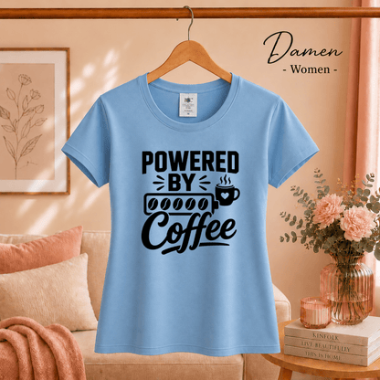 T-Shirt „Powered by Coffee“ | Design mit Kaffeebohnen als Akku-Anzeige - StyleOne