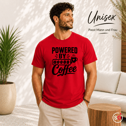T-Shirt „Powered by Coffee“ | Design mit Kaffeebohnen als Akku-Anzeige - StyleOne