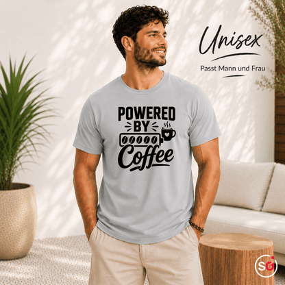 T-Shirt „Powered by Coffee“ | Design mit Kaffeebohnen als Akku-Anzeige - StyleOne