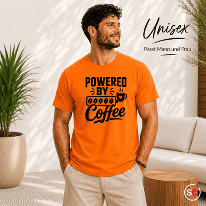 T-Shirt „Powered by Coffee“ | Design mit Kaffeebohnen als Akku-Anzeige - StyleOne