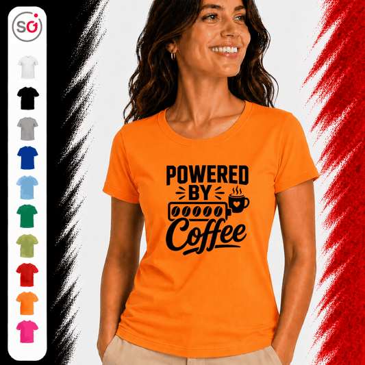 T-Shirt „Powered by Coffee“ | Design mit Kaffeebohnen als Akku-Anzeige - StyleOne