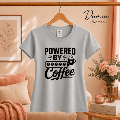 T-Shirt „Powered by Coffee“ | Design mit Kaffeebohnen als Akku-Anzeige - StyleOne