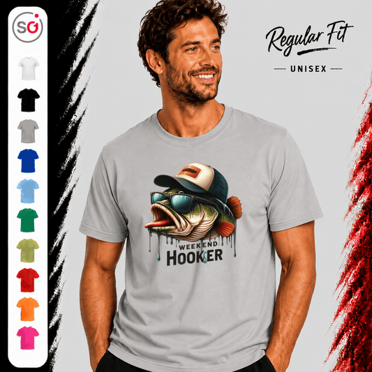T-Shirt 'Weekend Hooker' mit coolem Angler-Fisch | Lustiges Design für Fischer & Hobby-Angler - StyleOne