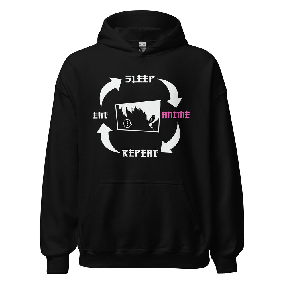 Eat, Sleep, Anime, Repeat! Hoodie | Stylischer Kapuzenpullover für Anime-Liebhaber